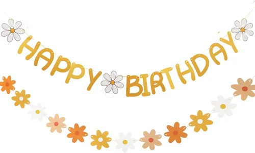 Vista 8 de Cartel de feliz cumpleaños con diseño de margarita para niños y adultos, decoración de fiesta de cumpleaños (azul + blanco)