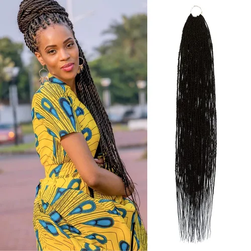 Vista 22 de AU-THEN-TIC Cabello senegalés con trenzas de ganchillo de 22 pulgadas, paquete de 2 paquetes de 40 mechones por paquete, extensiones de cabello