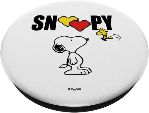 Vista 2 de delicoco Peanuts Valentine Snoopy Love PopSocket - Adhesivo PopGrip para iPhone 11, color negro