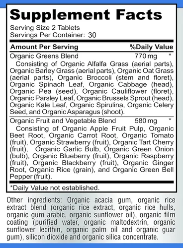 Vista 6 de Verdes superalimentos de frutas y verduras - 28 frutas y verduras con alfalfa, hierba de cebada, espirulina, raíz de remolacha, cereza ácida