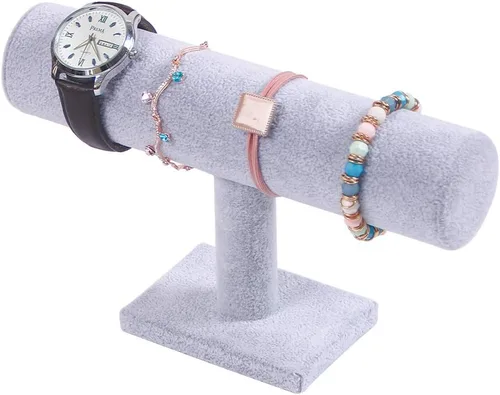 Vista 2 de Coward Soporte para pulsera con barra en T, organizador de joyería, soporte de reloj boutique para almacenamiento de organización del hogar