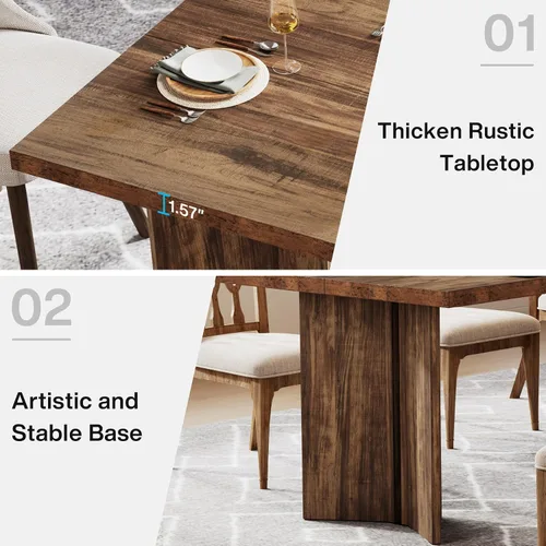 Vista 7 de Tribesigns Mesa de comedor de 63 pulgadas para 4-6, mesa de cocina estilo granja con gran superficie, mesa rectangular para cenas y comidas