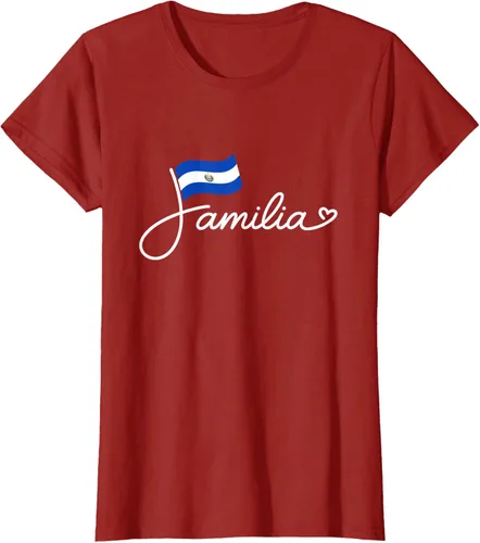 Vista 67 de El Salvador Familia - Camiseta con texto en inglés "La Familia de la Bandera Salvadoreña