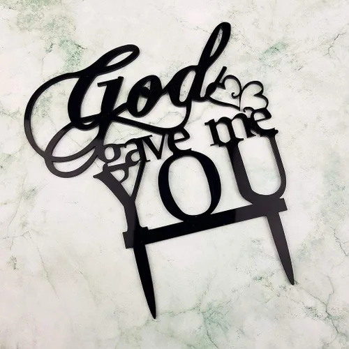 Vista 4 de Decoración para tartas de boda God Gave Me You (negro)