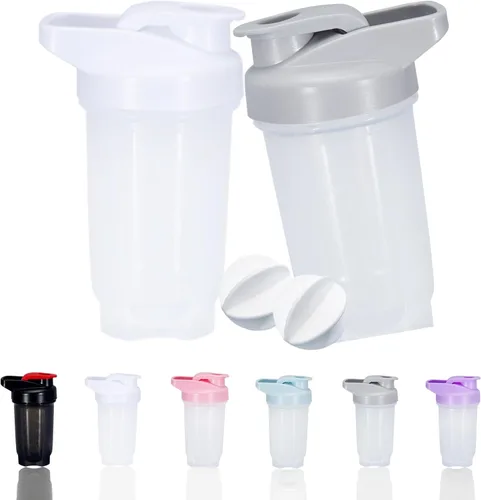 Vista 8 de Shaker Bottle Protein Shakes Cup y botella agitadora de 10 onzas/10.1 fl oz con bolas batidoras, juego de botellas de proteínas, plástico sin BPA