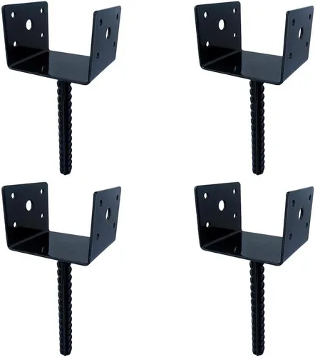 Vista 8 de MTB Supply 1 soporte para poste de valla en forma de U de 4 x 3.5 pulgadas, con recubrimiento de polvo negro, poste de anclaje de poste de hormigón