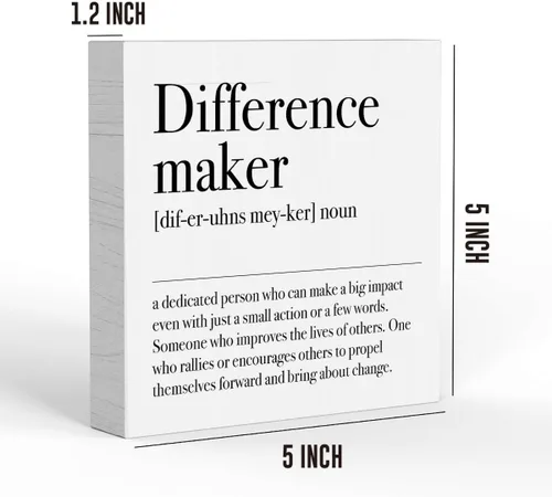 Vista 3 de YYDS Difference Maker Definition Letrero Decorativo de Caja de Madera Regalos de Despedida para Compañeros de Trabajo para Maestro Jefe Líder