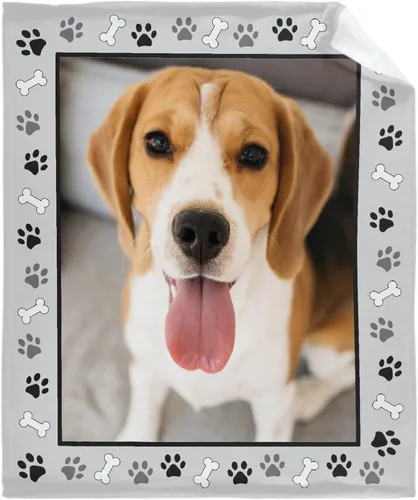 Vista 15 de Manta Personalizada de Huellas de Perro con Foto y Nombre para Amantes de Mascotas, Manta Suave de Franela de Vellón Regalo para Amantes de Perros