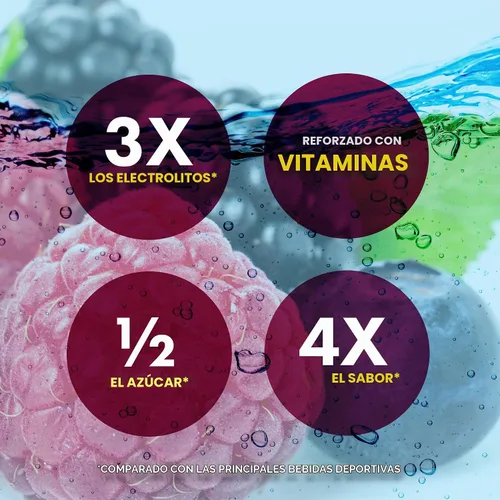 Vista 2 de Polvo de electrolitos – 3 veces electrolitos, 1/2 azúcar con vitamina C, B3, B6, paquetes de electrolitos en polvo para hidratación, recuperación e