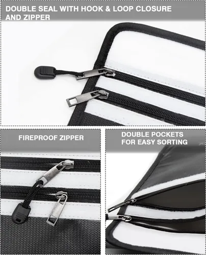 Vista 4 de Dreamix Bolsa de documentos ignífuga e impermeable, almacenamiento seguro, objetos de valor, joyería en efectivo, documentos legales, archivo