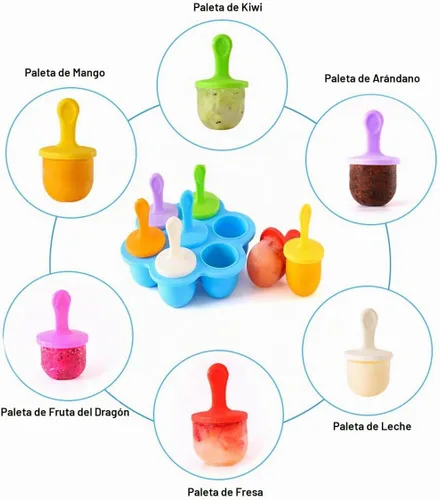 Vista 7 de Moldes de Silicona para Paletas, Moldes para Paletas de Hielo, Contenedor de Almacenamiento para Comida Casera, Moldes Pop DIY de Helados para Niños