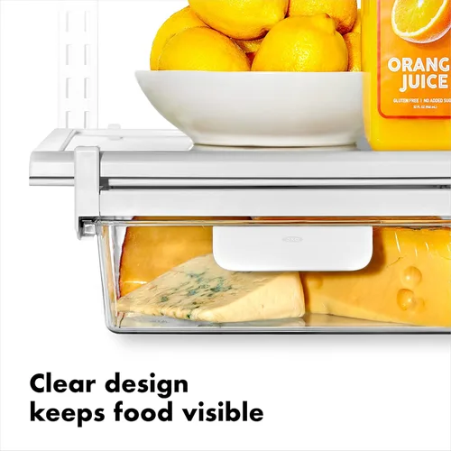 Vista 6 de Cajón de almacenamiento debajo del estante del refrigerador OXO Good Grips de 14 pulgadas - para carnes delicadas, queso, productos y más