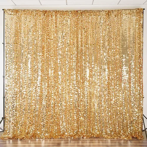 Vista 2 de Efavormart - Telón de fondo de lentejuelas doradas de 20 x 10 pies, lentejuelas grandes de 0.709 in en malla, fondo metálico brillante de fotografía