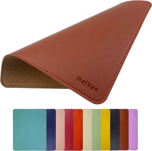 Vista 16 de MelVan Alfombrilla de mouse de piel sintética con borde cosido, alfombrilla de mouse de madera, alfombrilla de mouse impermeable para computadoras