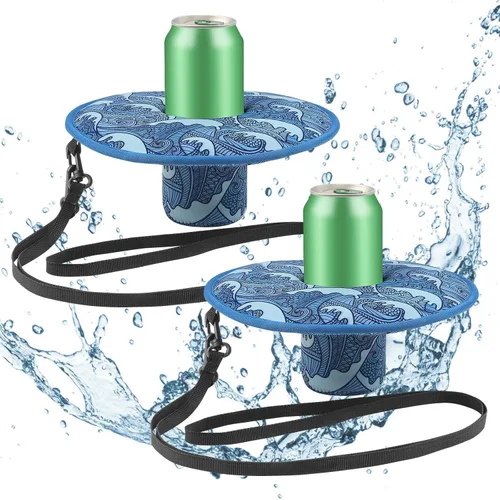 Vista 10 de 2 ranuras de neopreno flotante soporte para bebidas flotadores de bebidas para piscina, piscina, bebida, soporte flotante para cerveza con cuerda