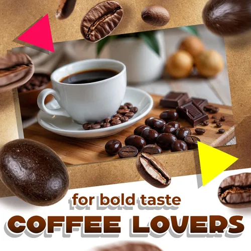 Vista 5 de Granos de café expreso cubiertos de chocolate oscuro, caramelo de café, bolsa de 1 libra Frijoles arábica, snack de oficina