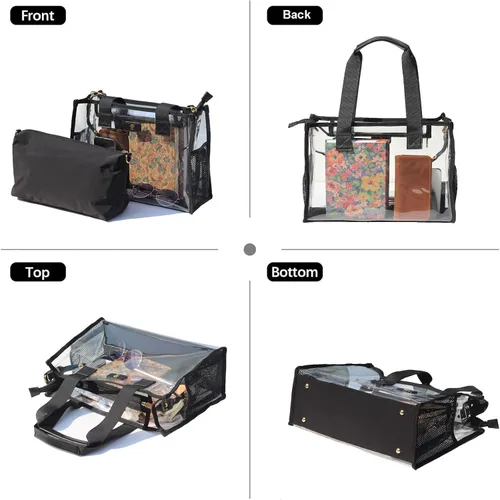Vista 6 de Bolso transparente iridiscente de burbujas de jabón para eventos de estadio con bolsa de hombro para playa de conciertos