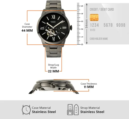 Vista 7 de Fossil - Reloj de pulsera automático y mecánico de estilo Townsman en acero inoxidable para hombre