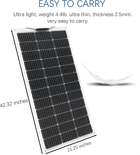 Vista 2 de XINPUGUANG Panel solar flexible de 100 W, 12 V, kit solar monocristalino, módulo ligero, controlador de carga de 10 A, cable de extensión para RV