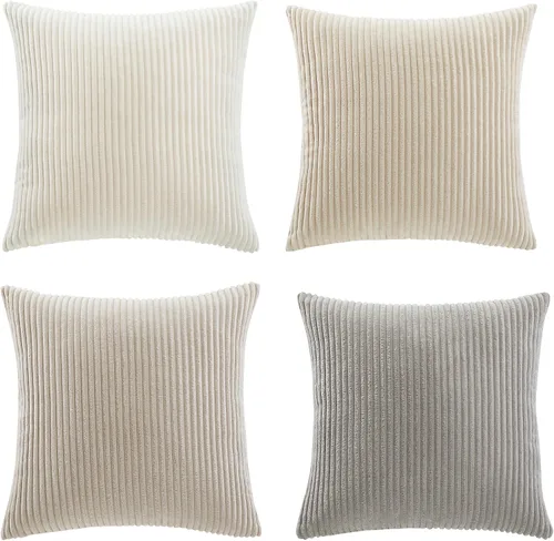 Vista 5 de Fancy Homi Juego de 4 fundas de almohada decorativas neutras de 18 x 18 pulgadas para sofá, cama, sofá, dormitorio, decoración moderna