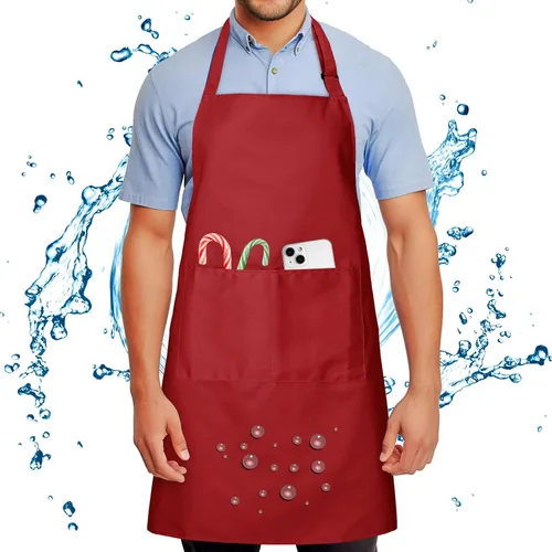 Vista 9 de Chef Apron for Men and Women Wash Free Bib Apron with 2 Pockets Water & Oil Proof Adjustable Aprons