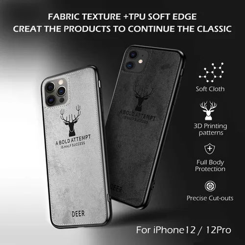 Vista 7 de Funda protectora de tela de TPU con textura suave de lujo para iPhone 12 y iPhone Pro, resistente a la suciedad, antigolpes, antihuellas, protección