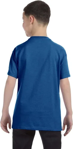 Vista 3 de Hanes Authentic TAGLESS Playera de algodón para niños., Moderno Equipada, L, Azul real profundo