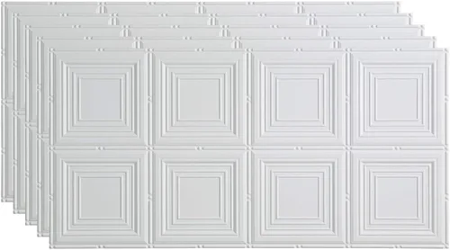Vista 24 de FASÄDE Panel de techo decorativo de vinilo para retrato en blanco mate (muestra de 12 x 12 pulgadas)
