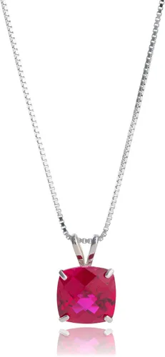 Vista 27 de MAX + STONE Cushion Cut Gemstone Necklace 8mm Solitaire Birthstone Necklace for Women Gemstone Pendant Necklaces with 18 inch Box Chain