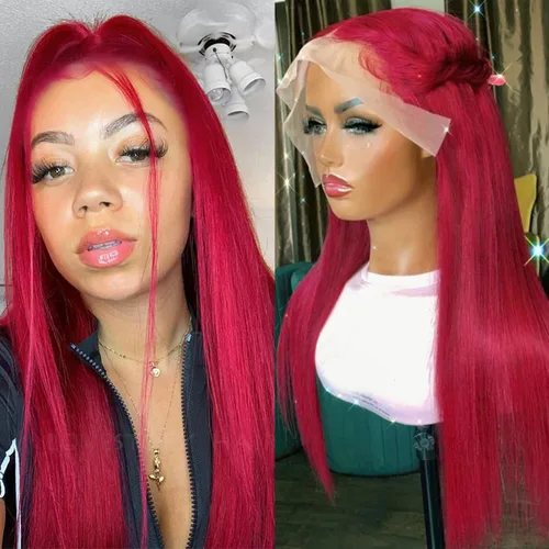 Vista 15 de Lovestory Peluca de encaje frontal larga y recta color blanco platino, predepilada, rubio platino, pelucas de encaje frontal sintético para mujeres