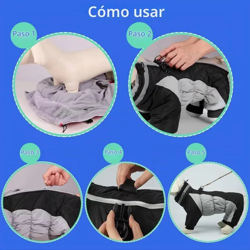 Vista 5 de MIGOHI Abrigo para perro de cuerpo completo - Abrigo de invierno cálido y reflectante para perros pequeños con arnés, chaqueta de cuello alto