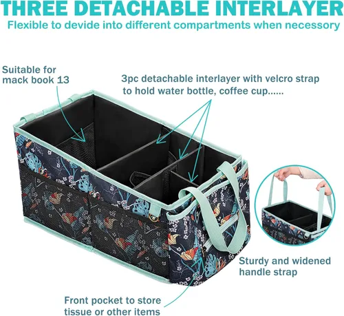 Vista 2 de HEYSKAY Organizador de asiento de automóvil, organizador de asiento de pasajero, organizador plegable de asiento de automóvil pequeño para consola