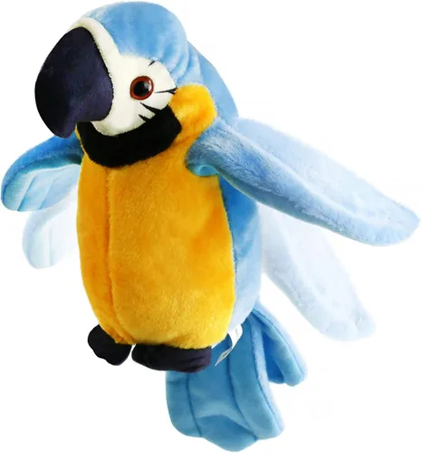 Vista 8 de Houwsbaby Loro Parlante de Peluche Rojo de 9'' Compañero que Repite Lo Que Dices con Grabación, Animal de Peluche Guacamayo Electrónico Interactivo
