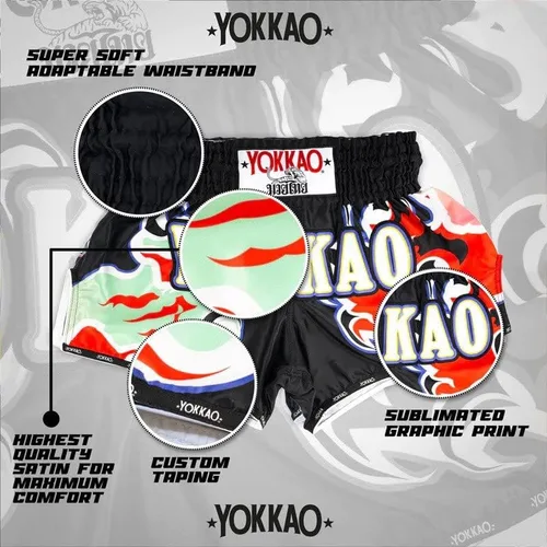 Vista 3 de YOKKAO Pantalones cortos de boxeo Muay Thai para hombres y mujeres Pantalones cortos de satén premium para atletas Ideal para entrenamiento