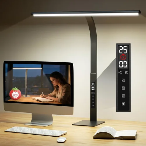 Vista 10 de Lámpara de escritorio LED ajustable para oficina en casa Centro de alimentación integrado con 2 salidas de CA ampliamente espaciadas, puertos
