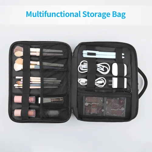 Vista 7 de aceyoon Organizador de artículos electrónicos, estuche de viaje impermeable para accesorios electrónicos, organizador de cables de viaje de 3 capas