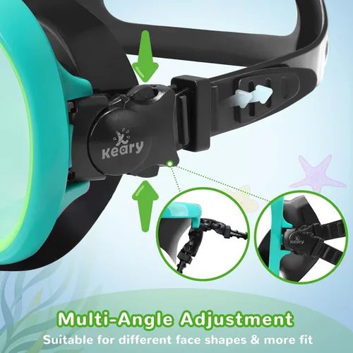 Vista 7 de Keary Gafas de natación para niños con cubierta de nariz para 5-16 años, máscara de natación para niños pequeños, niñas y jóvenes, antivaho