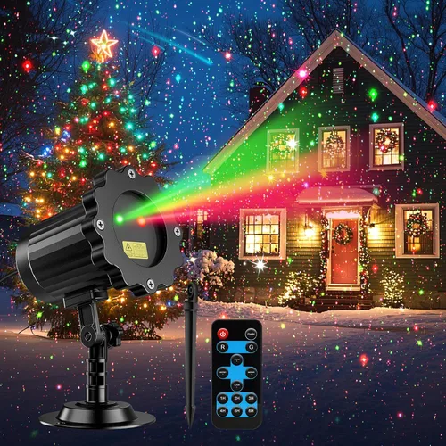 Vista 2 de Proyector de Luces Láser de Navidad Más Brillante para Exteriores, 2025 Mejorado 2 Colores Rojo Verde Gypsophila Estrellas Centelleantes