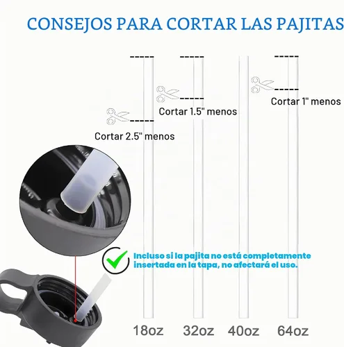 Vista 3 de Tapa de popote de repuesto para botella de agua de boca ancha Hydroflask, tapas superiores con popote para accesorios Hydro Flask, tapa de popote
