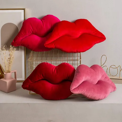 Vista 7 de Ashler Lips Almohadas Decorativas de Terciopelo Suave y Liso con Relleno Incluido Cojín para Sofá Cama Sala de Estar, Rosa, 24 X 12 pulgadas Rosa