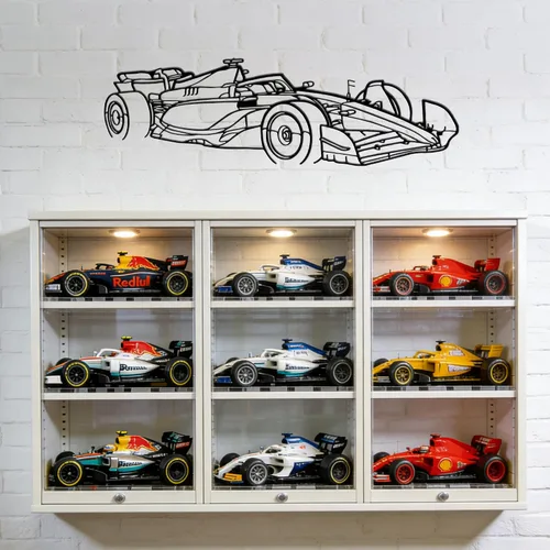 Vista 13 de Xedatric F1 Coche de Carreras de Metal Arte de Pared Fórmula 1 Silueta Colgante de Pared Decoración de Coche de Carreras para Garaje, Habitación