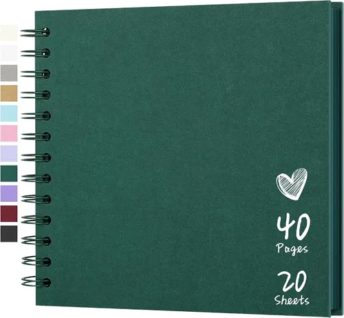Vista 10 de Álbum de recortes de 7 x 7 pulgadas, álbum de recortes DIY de tapa dura de papel kraft, álbumes de fotos, 40 páginas, perfecto para fotos de 4 x 6
