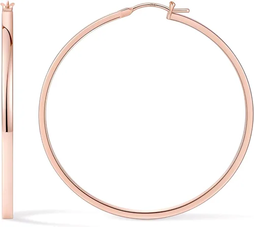 Vista 10 de Aretes de aro para mujer, aros planos chapados en oro de 14 quilates Dorado