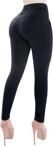 Vista 2 de Fiorella Shapewear Levantador de glúteos para mujer, pantalones vaqueros de cintura alta push up negro Levanta Cola Pantalones Colombianos 516BB