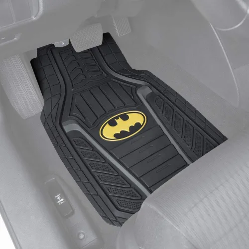 Vista 2 de BDK Warner Bros DC Comics Alfombrillas de Suelo de Goma Resistente Batman Blindado Accesorios para Automóvil - Alfombrillas Universales
