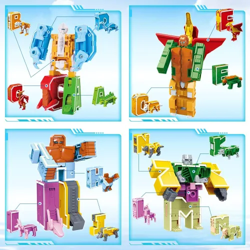 Vista 3 de VEAIS - Juguetes de animales del alfabeto, STEM ABC Learning Alphabots Juguetes transformadores - 26 piezas
