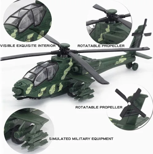 Vista 6 de OTONOPI Helicóptero Militar de Retroceso Juguetes de Avión del Ejército con Luces y Sonidos Modelo de Avión de la Fuerza Aérea Diecast Regalos