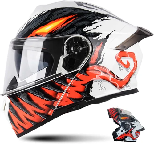 Vista 9 de Modular Motorcycle Helmet for Men Women, Flip Up Full Face to Open Face Helmet, DOT & FMVSS 218 Certified, Dual Visor, Removable & Washable Liner