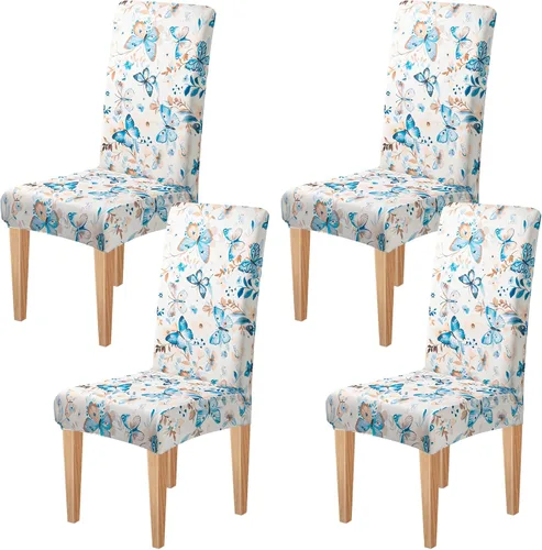 Vista 21 de Dioxide Fundas de Silla de Alto Estirar para Sillas de Comedor, Juego de Fundas de Silla de Comedor Lavables de 4, Fundas de Asiento de Silla