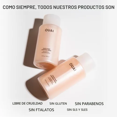 Vista 7 de OUAI Champú Espeso - Champú Hidratante con Queratina, Raíz de Malvavisco, Manteca de Karité, Aceite de Aguacate para Cabello Grueso - Fortalece e